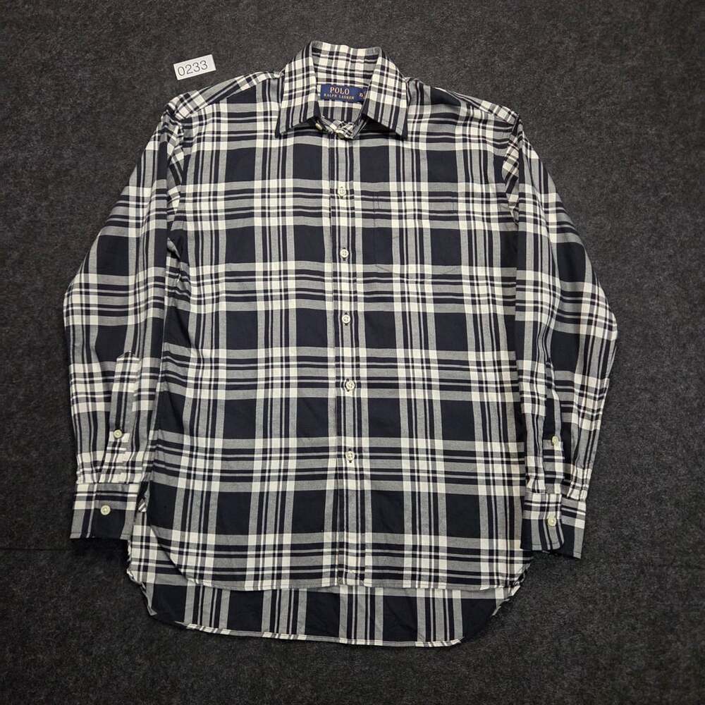 Polo Ralph Lauren Men's Black White Plaid Long Sleeve Button Up Shirt Size XS